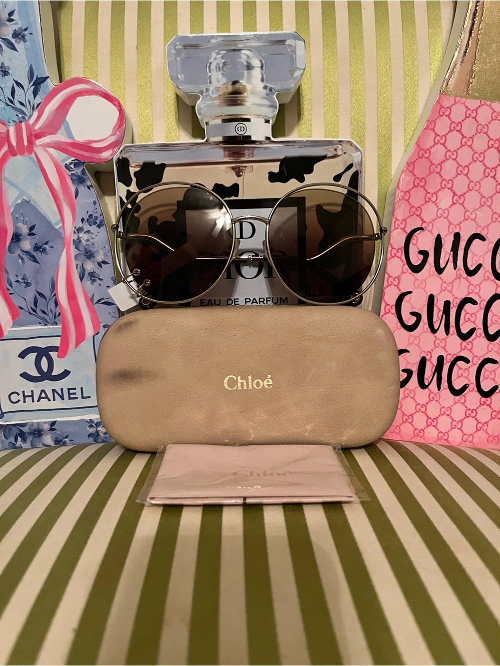 Chloé Brown Gradient Round Sunglasses